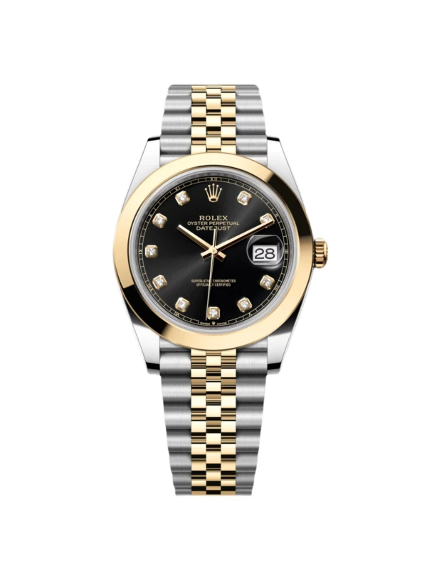 RLX Datejust 41mm 126303 Black Diamond Oyster Steel and Yellow Gold Mens Watch