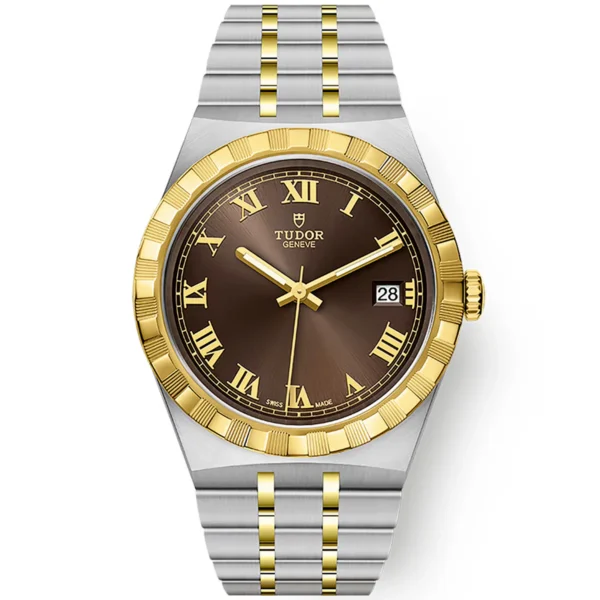 【7A Quality】TUDOR Royal 38mm Two-Tone Brown Roman Dial Automatic Bracelet Watch M28503-0007