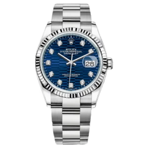 RLX Datejust 36mm 126234 Blue Fluted Motif Diamond Dial Jubilee Bracelet Watch