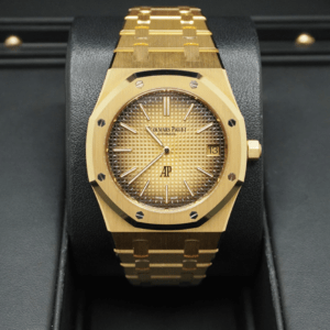 A&P ROYAL OAK "JUMBO" Smoked Yellow Gold-Toned Dial 39mm