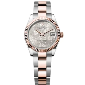 RLX Datejust m278271-0031/0032 Silver Floral Motif 31mm Dial Oyster Bracelet Watch