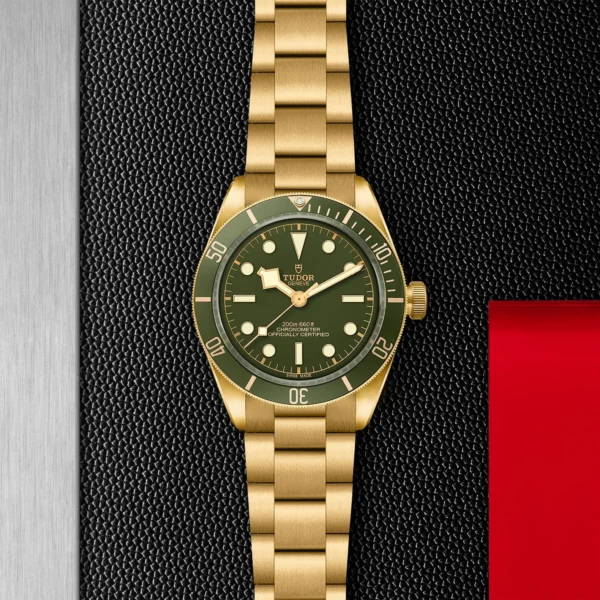 【7A Quality】TUDOR Black Bay 58 18K 39mm 18ct Yellow Gold Green Dial Bracelet Watch M79018V-0006