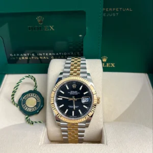 RLX Datejust 41mm Two-Tone Yellow Gold Fluted Bezel Black Index Dial Jubilee - 126333