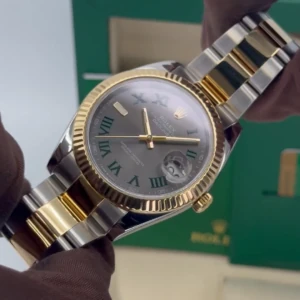 RLX Datejust 41mm 126333 Two-Tone Yellow Gold Fluted Bezel "Wimbledon" Dial Oyster