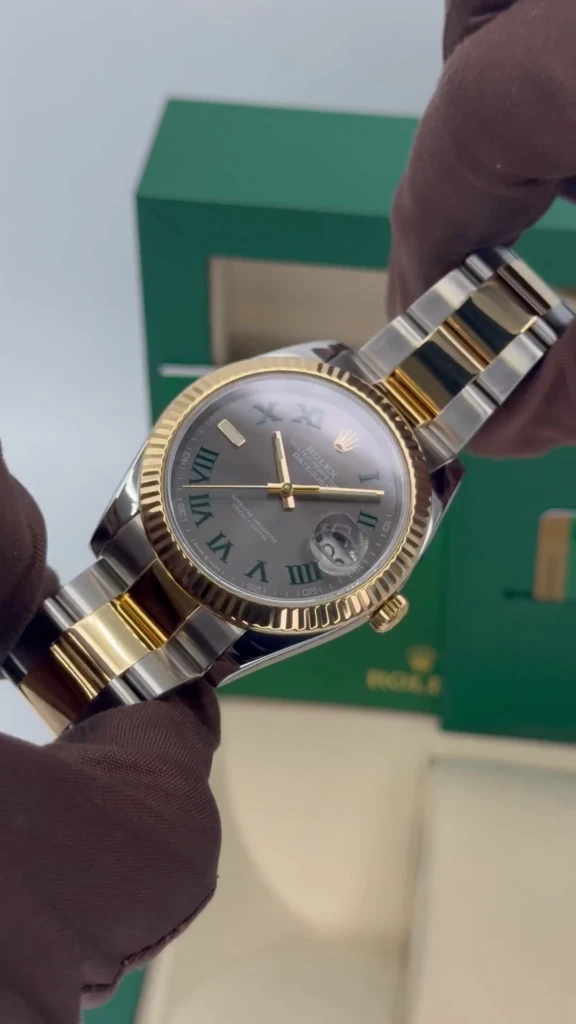 RLX Datejust 41mm 126333 Two-Tone Yellow Gold Fluted Bezel "Wimbledon" Dial Oyster