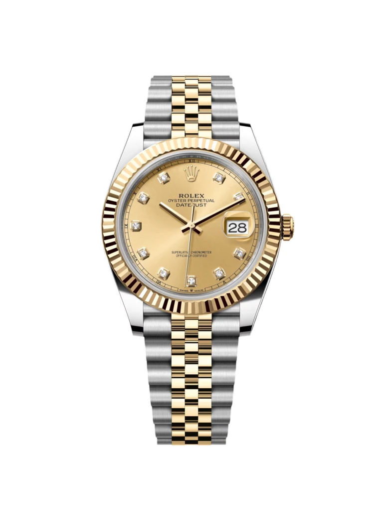 RLX Datejust 41mm Two-Tone Yellow Gold Fluted Bezel Champagne Diamond Dial Oyster - 126333