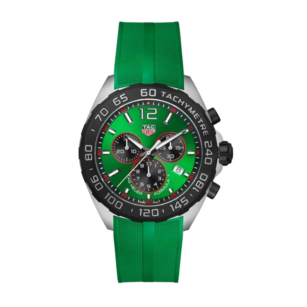 【7A Quality】TAG Heuer Formula 1 Quartz Chronograph 200M 43mm Mens Watch Green Rubber CAZ101AP.FT8056