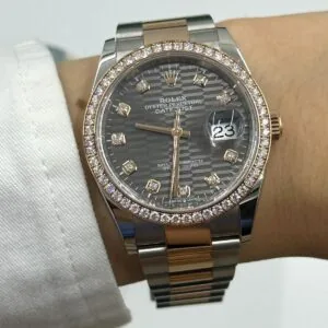 RLX Datejust 36mm 126281 Slate Fluted Motif Diamond Dial Diamond Bezel and Oyster Bracelet