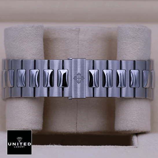 Patek Philippe 5712/1A Moon Phase Replica 4 Patek Philippe Nautilus Stainless Steel Bracelet Replica on the stand