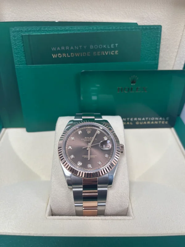 RLX Datejust 41mm 126331 Datejust Chocolate Diamond Oyster Steel and Everose Gold Watch