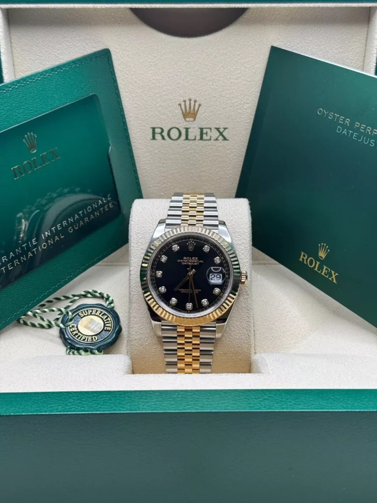 RLX Datejust 41mm 126333 Black Diamond Jubilee Steel and Yellow Gold Men’s Watch
