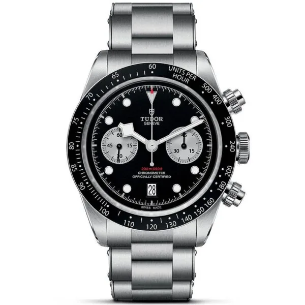 【7A Quality】TUDOR Black Bay Chrono 41mm Black/Silver Dial Men's Automatic Bracelet Watch M79360N-0001