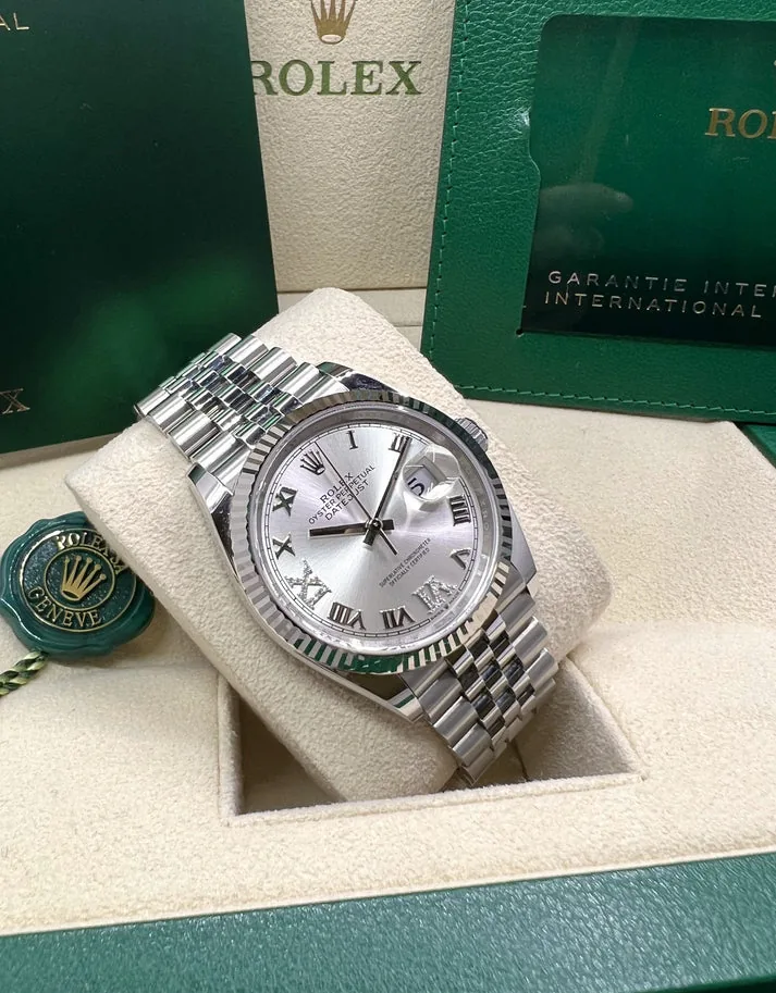 RLX Datejust 36mm 126234 White Roman Dial Oyster Stainless Steel Mens