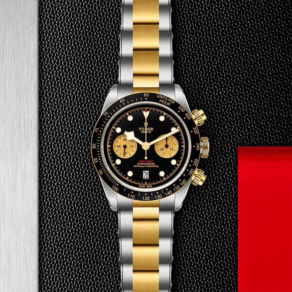 【7A Quality】TUDOR Black Bay S&G 41mm Black/Gold Dial Men's Chronograph Bracelet Watch M79363N-0001