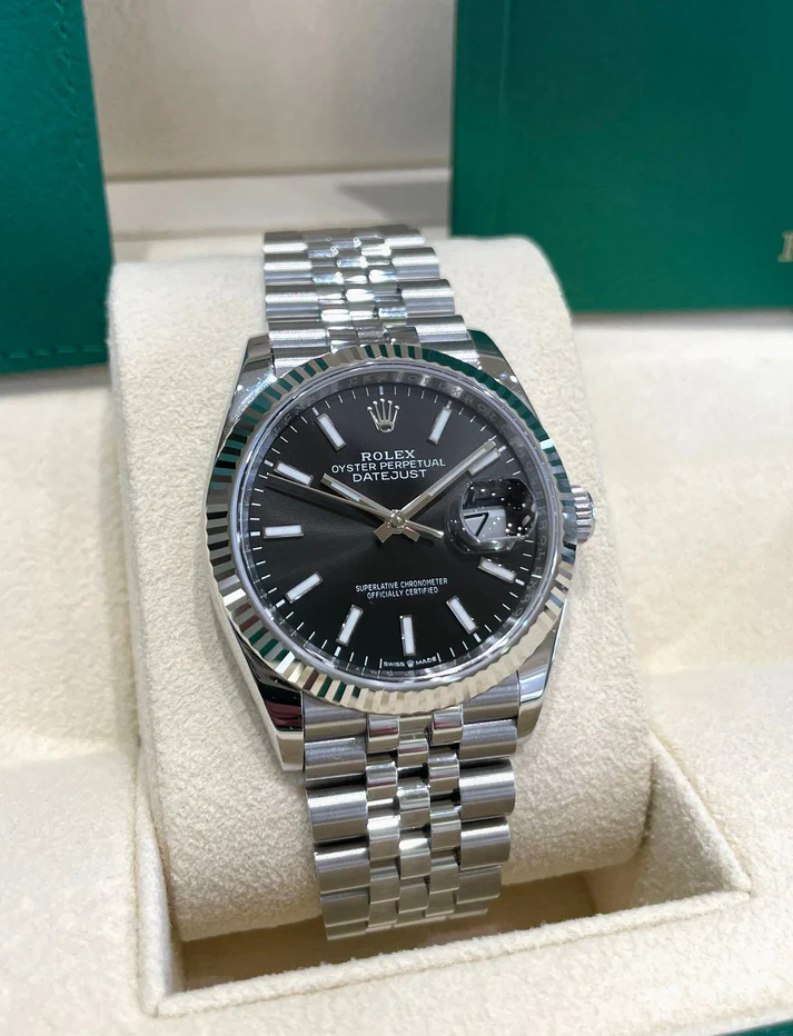 RLX Datejust 36mm 126234 Black Index Jubilee Stainless Steel Mens Watch