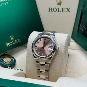 RLX Datejust m278344-0033/0034 Pink Dial 31mm Domed Diamond Oyster Watch