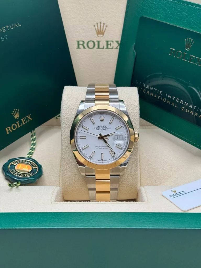 RLX Datejust 41mm 126333 White Index Oyster Steel and Yellow Gold Mens Watch