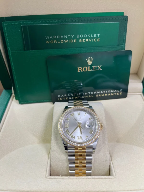 RLX Datejust 36mm 126283 Silver Dial Diamond Bezel Jubilee Bracelet Watch