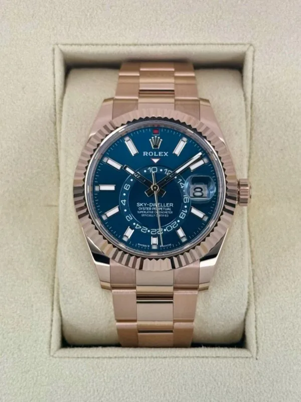 RLX Sky-Dweller 42mm 336935-0001/0005 Rose Gold Blue Dial Oyster