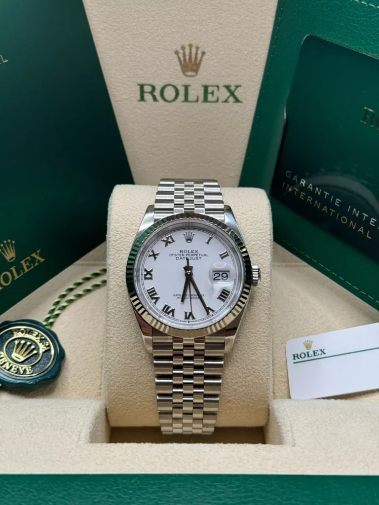 RLX Datejust 41mm Smooth Bezel White Roman Dial Jubilee - 126300