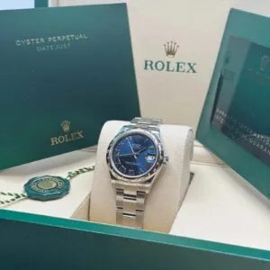 RLX Datejust m278344-0035/0036 Bright Blue Dial 31mm Domed Diamond Oyster Watch