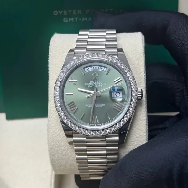RLX Day-Date 40mm 228349RBR-0030 Olive Green Dial President Bracelet