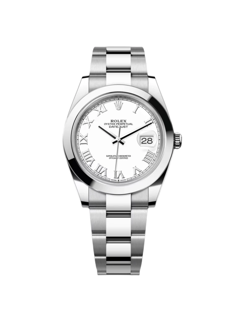 RLX Datejust 41mm Smooth Bezel White Roman Dial Jubilee - 126300