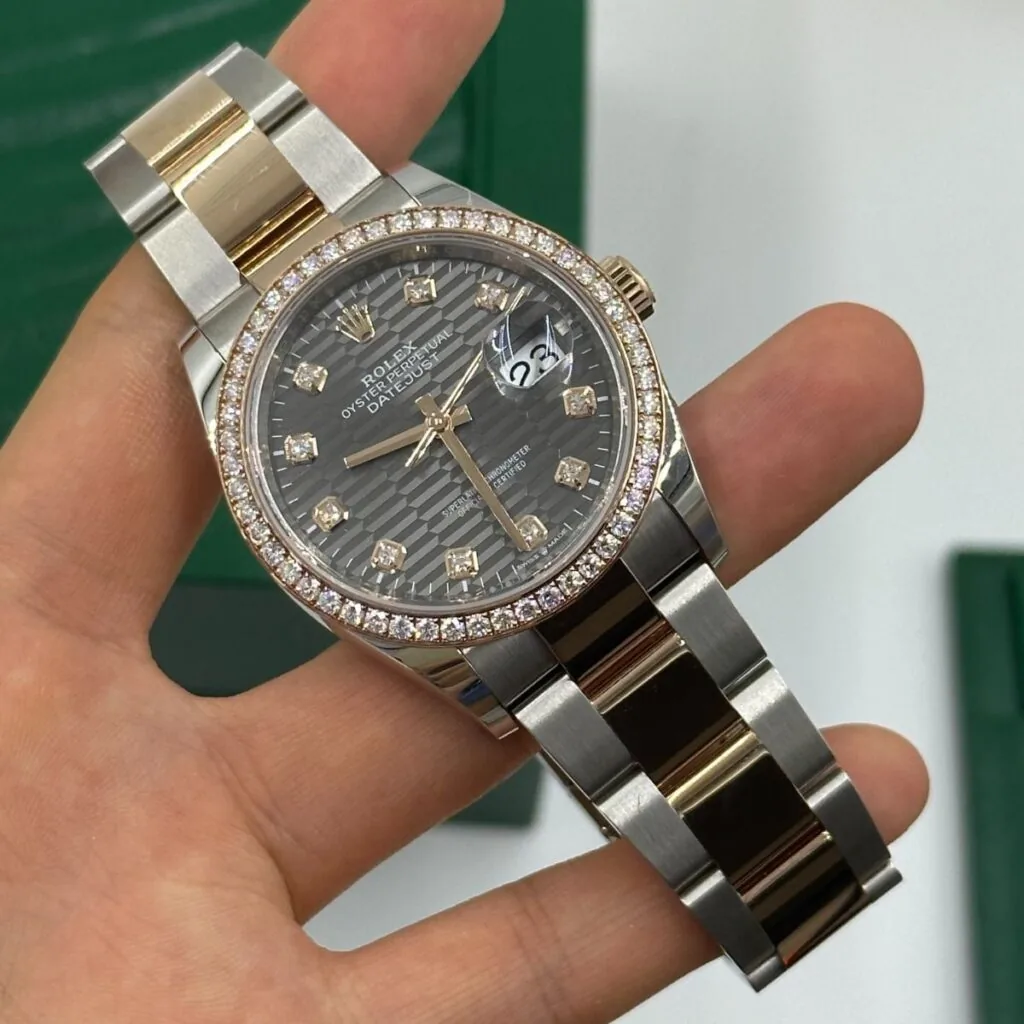 RLX Datejust 36mm 126281 Slate Fluted Motif Diamond Dial Diamond Bezel and Oyster Bracelet