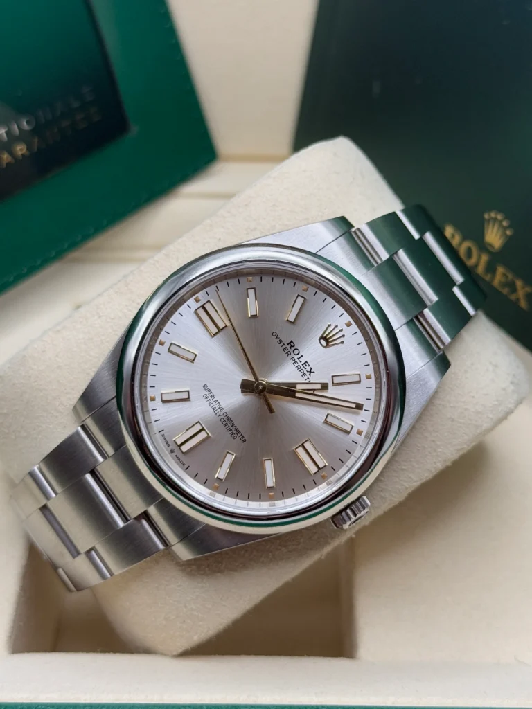 RLX Oyster Perpetual 41mm 124300-0001 Stainless Steel Silver Index Dial Watch