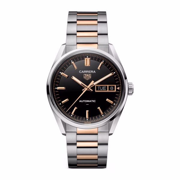 【7A Quality】TAG Heuer Carrera Day-Date 41mm Mens Watch Black Rose Gold WDA2111.BD0001