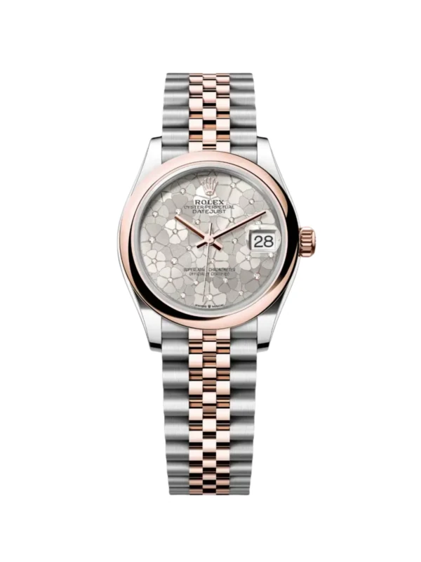 RLX Datejust m278241-0031/0032 31mm Silver Floral Motif Dial Oyster Bracelet Watch