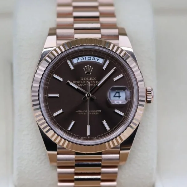 RLX Day-Date "President" 40mm Everose Gold Chocolate Index Dial - 228235