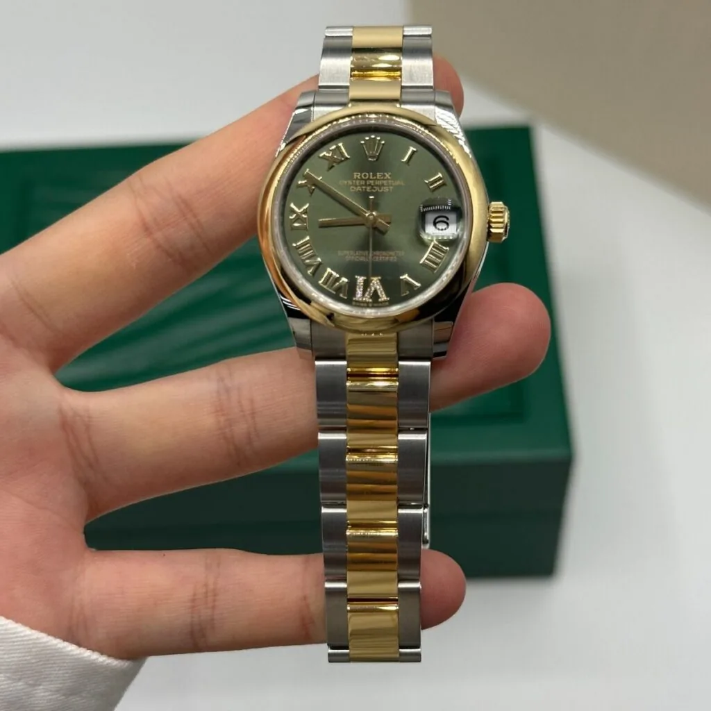 RLX Datejust m278243-0015/0016 31mm Olive Green Dial Yellow Rolesor Oyster Watch