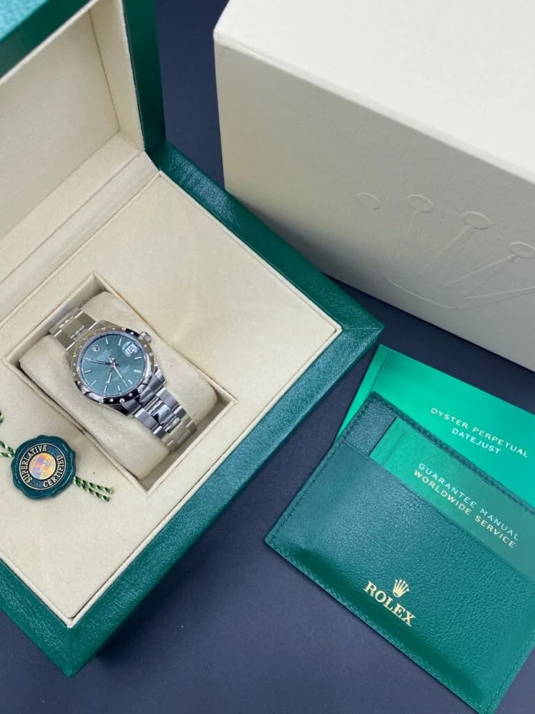 RLX Datejust m278344-0019/0020 Mint Green Dial 31mm Domed Diamond Oyster Watch