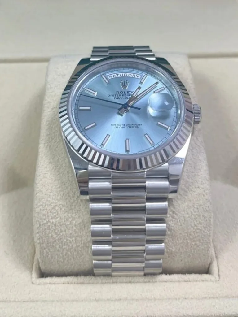 RLX Day-Date "President" 40mm Platinum Ice Blue Index Dial - 228236