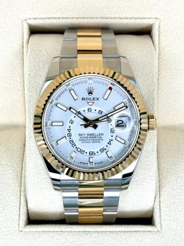 RLX Sky-Dweller 42mm 336933-0005/0006 Two-Tone Yellow Gold White Dial Oyster