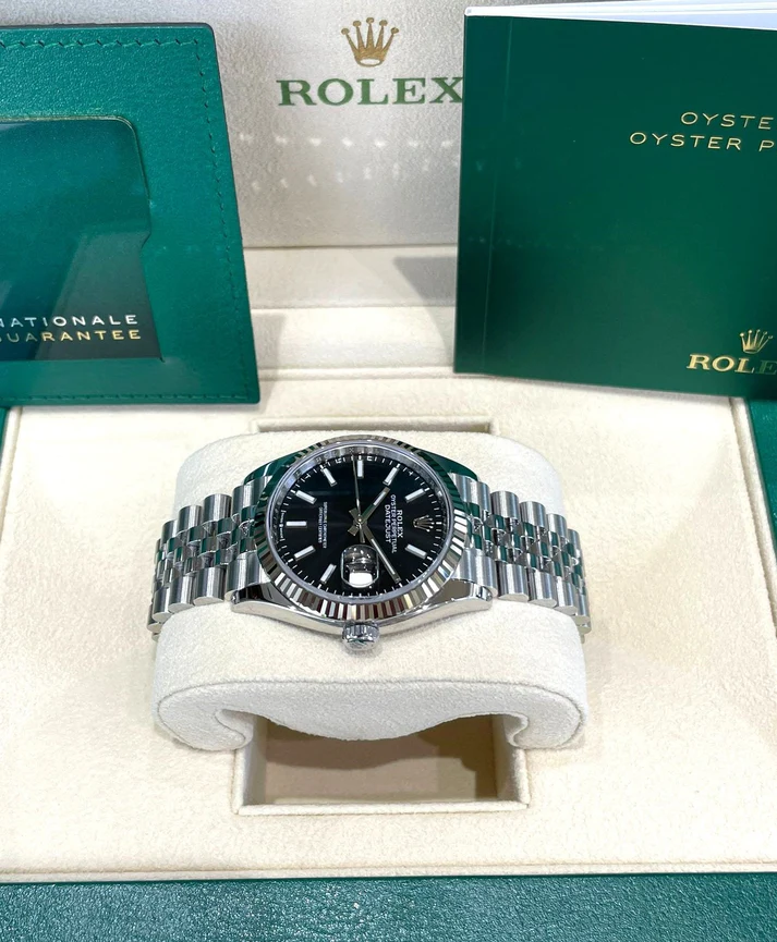 RLX Datejust 36mm 126234 Black Index Jubilee Stainless Steel Mens Watch