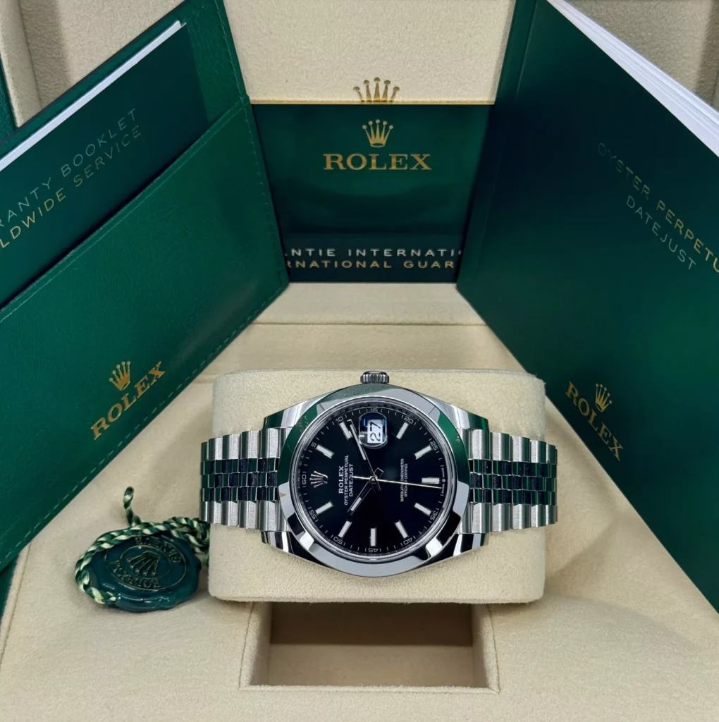 RLX Datejust 41mm 126300 Black Index Oyster 41mm Stainless Steel Watch