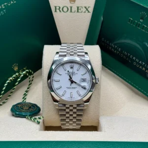 RLX Datejust 41mm 126300 White Index Oyster Stainless Steel Watch