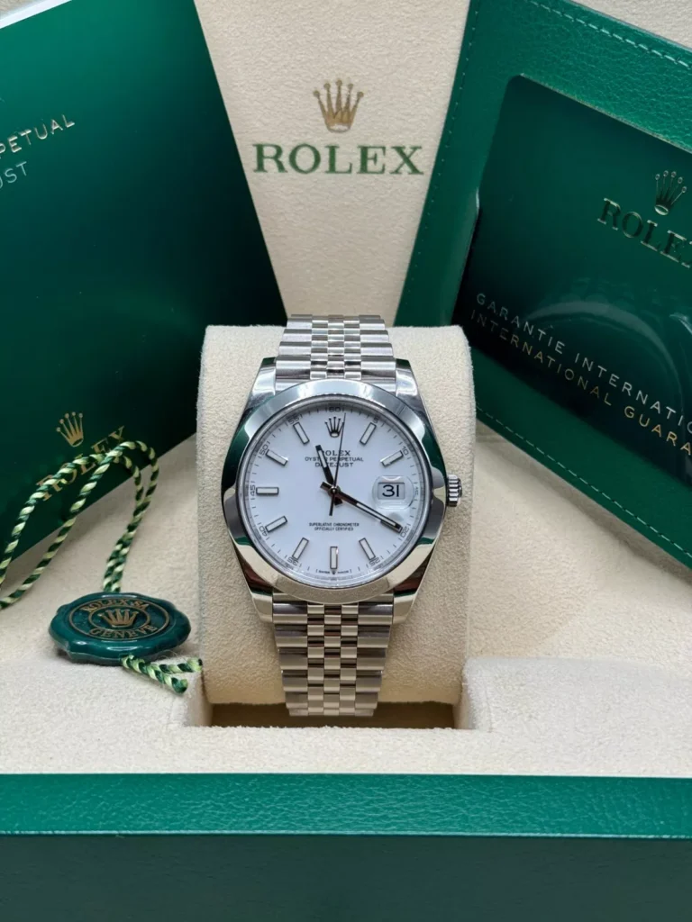 RLX Datejust 41mm 126300 White Index Oyster Stainless Steel Watch