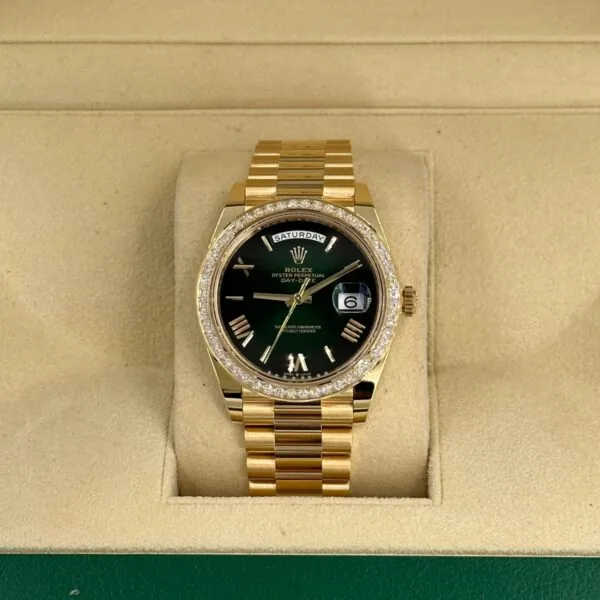 RLX Day-Date 40mm 228398TBR-0042 Green Ombré Dial President Watch