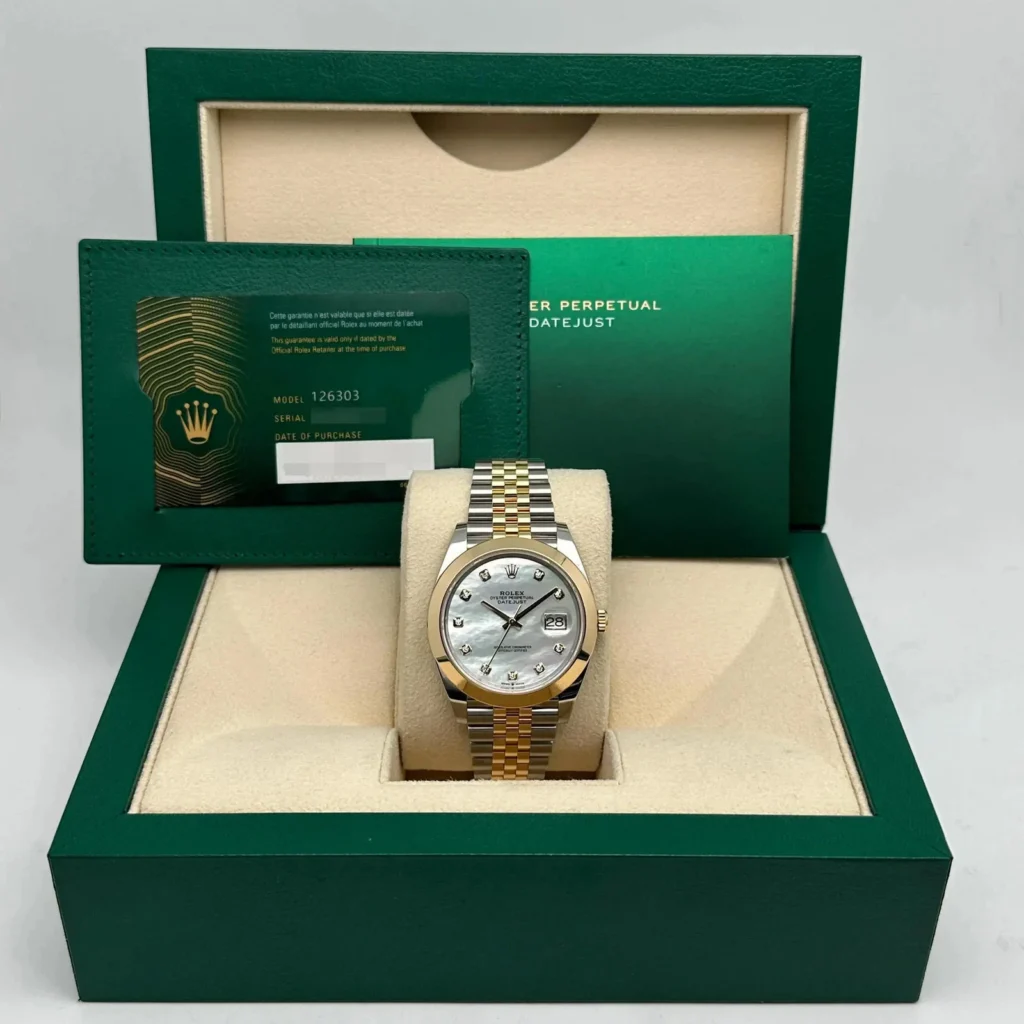RLX Datejust 41mm 126303 White MOP Diamond Jubilee Steel and Yellow Gold