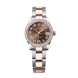 RLX Datejust m278381-0005/0006 Chocolate Roman Diamond 31mm Dial Diamond-Set Bezel and Oyster Bracelet Watch