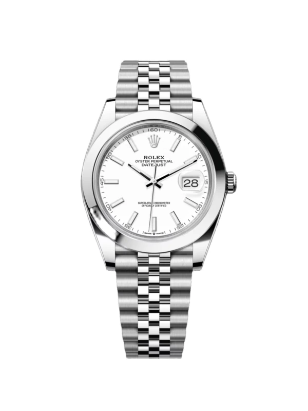 RLX Datejust 41mm 126300 White Index Oyster Stainless Steel Watch