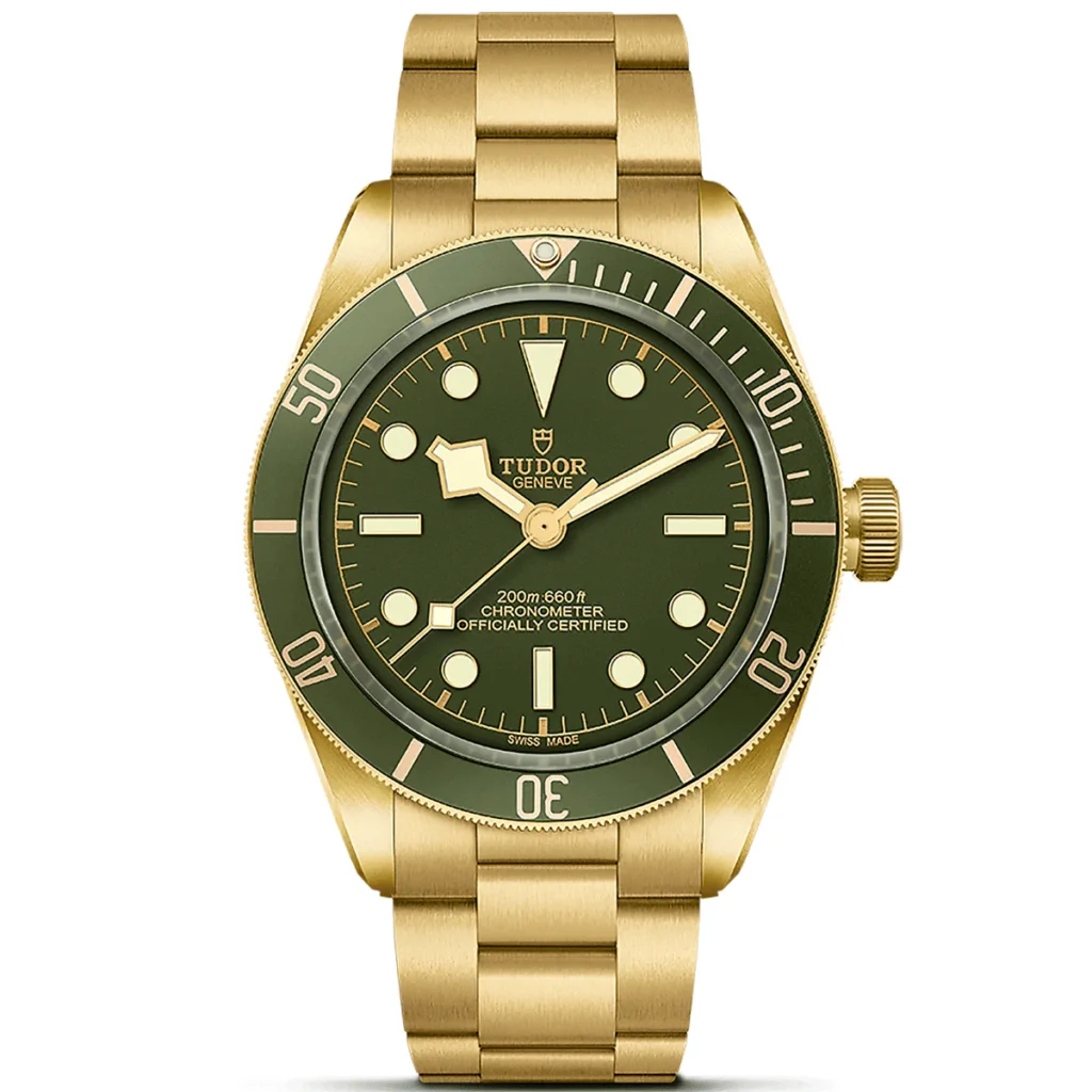 【7A Quality】TUDOR Black Bay 58 18K 39mm 18ct Yellow Gold Green Dial Bracelet Watch M79018V-0006