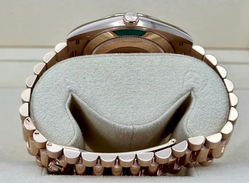 RLX Day-Date "President" 40mm Everose Gold Chocolate Diamond Baguette Dial - 228235
