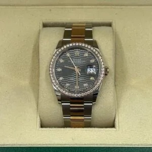 RLX Datejust 36mm 126281 Slate Fluted Motif Diamond Dial Diamond Bezel and Oyster Bracelet