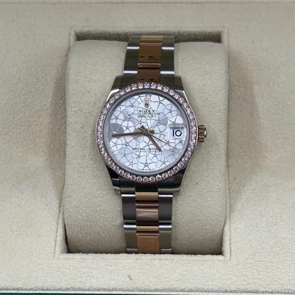RLX Datejust m278381-0031/0032 Silver Floral Motif Diamond Dial Diamond-Set Bezel 31mm