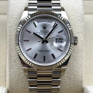 RLX Day-Date "President" 40mm Silver Diamonds Dial 228236-0002