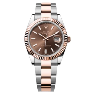 RLX Datejust 41mm 126331 Chocolate Index Jubilee Steel and Everose Gold Watch